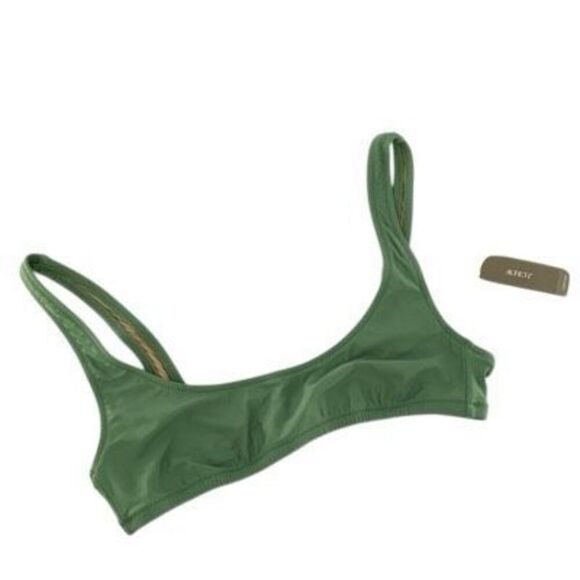 J. Crew Green BX611 Heritage Scoopneck Bikini Top Swimsuit Size XS NWT - Picture 1 of 3